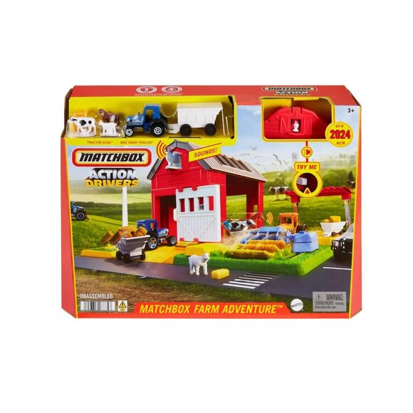 Mattel Action Drivers Farm Adventure Tractor & 6 Accessories Matchbox Playset NI - Picture 1 of 6